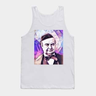 Charles Augustin Sainte-Beuve Pink Portrait | Charles Augustin Sainte-Beuve Artwork 8 Tank Top